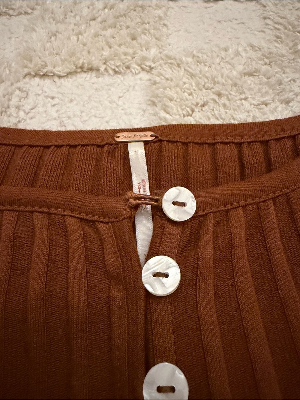 Free People Chestnut Ribbed Button-Front Tank - Picture 4 of 4